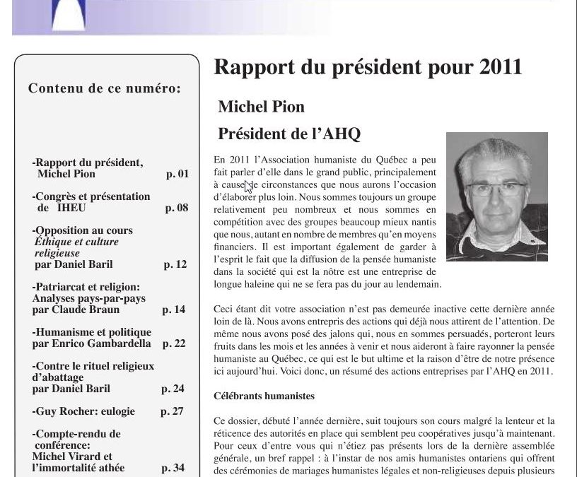 Rapport du président pour 2011